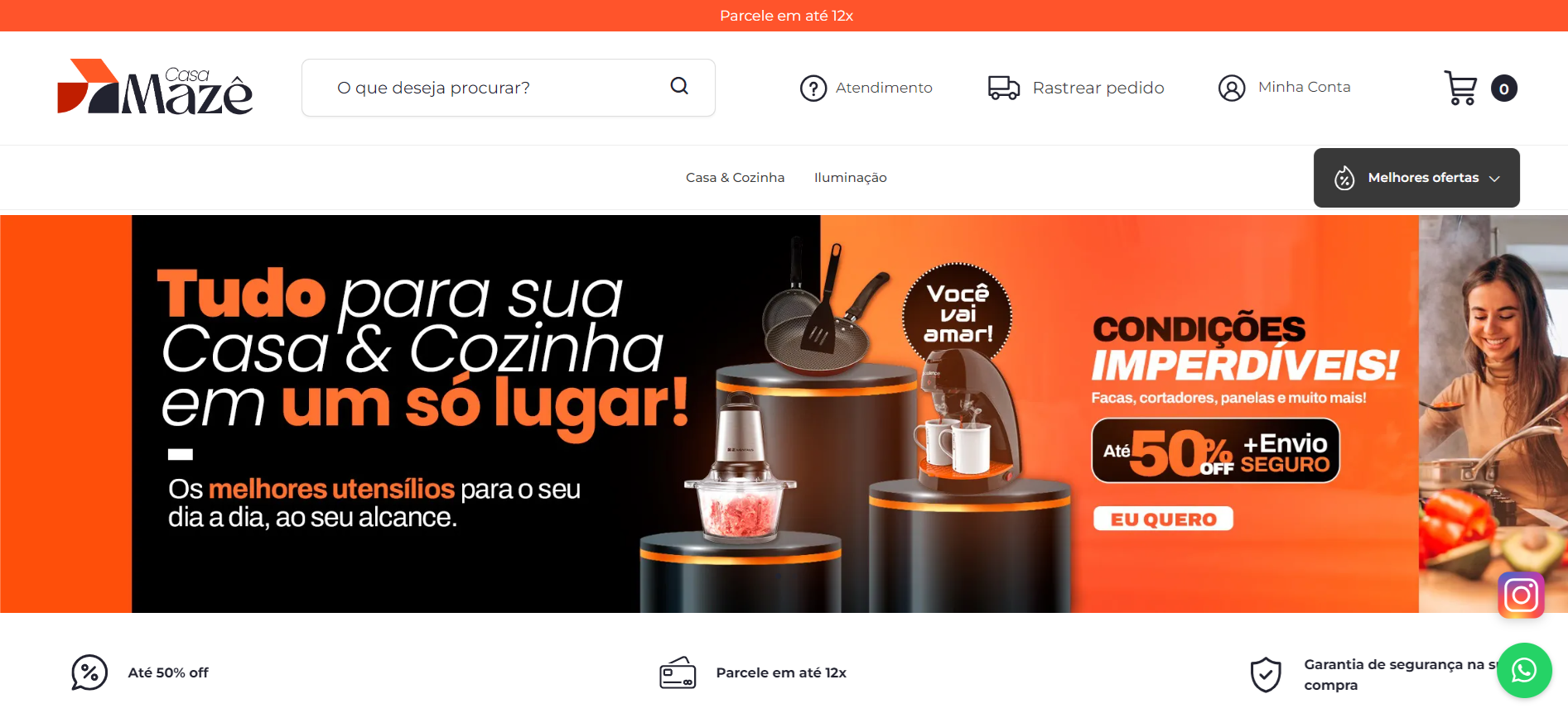 Print da Home da loja casa mazê