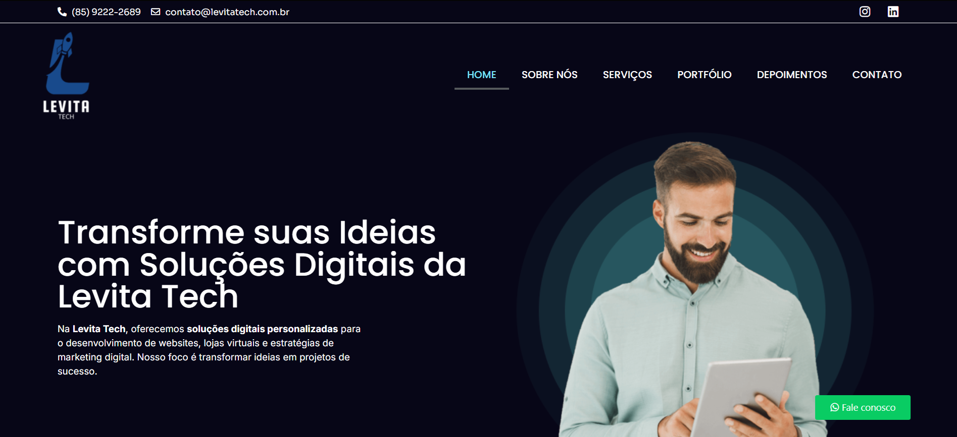 print da Home da empresa Levita Tech